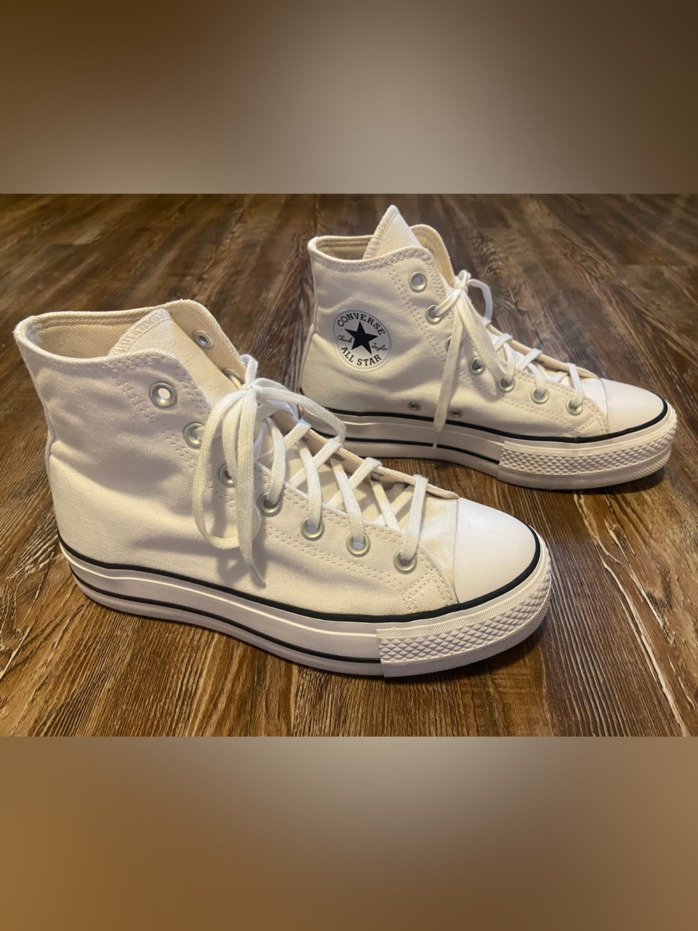 Converse White High Top Platform Sneakers
